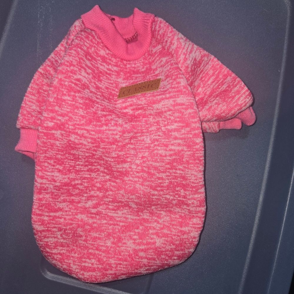 Classic Pink Marled Knit Dog Sweater